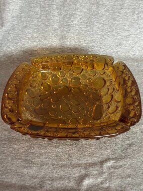 Libbey Bubble Ashtray Amber 8 inches